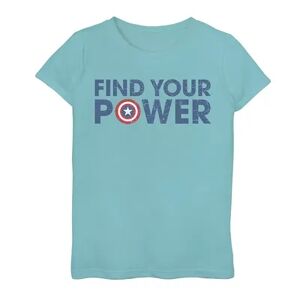 Licensed Character Girls 7-16 Marvel Captain America Find Your Power Text Graphic Tee, Girl's, Size: Large, Blue