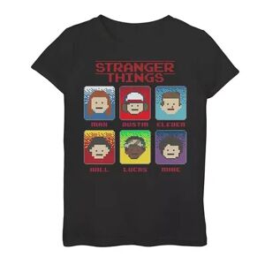 Licensed Character Girls 7-16 Netflix Stranger Things Group Shot 8-Bit Box Up Graphic Tee, Girl's, Size: XL, Black