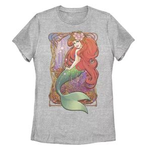 Licensed Character Juniors' Disney Little Mermaid Vintage Portrait Poster Graphic Tee, Girl's, Size: XL, Grey