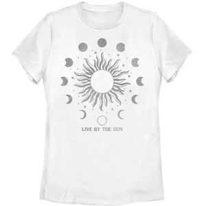 Unbranded Juniors' Live By The Sun Distressed Stamp Graphic Tee, Girl's, Size: XL, White