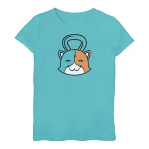 Licensed Character Girls 4-16 Fortnite Dumbell Cat Head Portrait Graphic Tee, Girl's, Size: Large, Blue