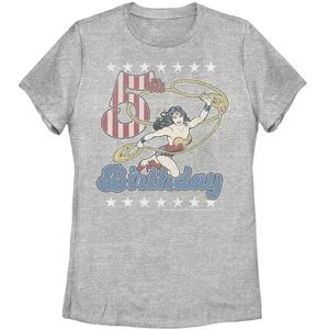 Licensed Character Juniors' DC Comics Wonder Woman With Lasso 5th Birthday Tee, Girl's, Size: XXL, Grey