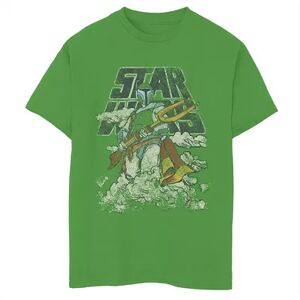 Licensed Character Boys 8-20 Star Wars Boba Fett Distressed Green Hue Portrait Graphic Tee, Boy's, Size: Small, Brt Green