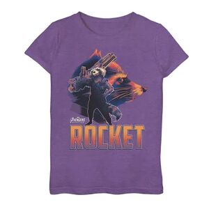 Marvel Girls 7-16 Marvel Infinity War Rocket Head Profile Graphic Tee, Girl's, Size: Medium, Purple