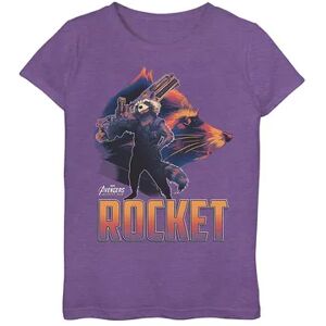 Marvel Girls 7-16 Marvel Infinity War Rocket Head Profile Graphic Tee, Girl's, Size: Small, Purple