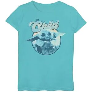 Licensed Character Girls 3-16 Star Wars The Mandalorian The Child AKA Baby Yoda Retro Portrait Blue Hue Tee, Girl's, Size: Small