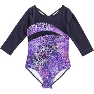 RAINBEAU MOVES Girls 4-16 Rainbeau Moves 3/4-Sleeve Fashion Leotard, Girl's, Size: Medium, Black