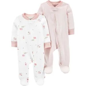 Carter's Baby Girl Carter's 2-Pack 2-Way Zip Cotton Sleep & Plays, Infant Girl's, Size: 6 Months, Assorted