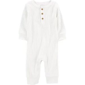 Baby Carter's Long-Sleeve Cotton Jumpsuit, Infant Boy's, Size: 3 Months, White