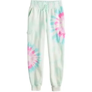 SO Girls 6-20 SO Tie Dye Fleece Cargo Jogger Pants, Girl's, Size: Medium (8), Light Blue