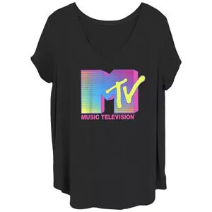 Licensed Character Juniors' Plus Size MTV Neon Glow Logo Tee, Women's, Size: 1XL, Black