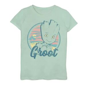 Licensed Character Girls 7-16 Marvel Guardians Of The Galaxy Groot Tropical Portrait Graphic Tee, Girl's, Size: XS, Green