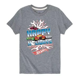 Licensed Character Boys 8-20 Hot Wheels Happy Holidays Graphic Tee, Boy's, Size: Small, Med Grey