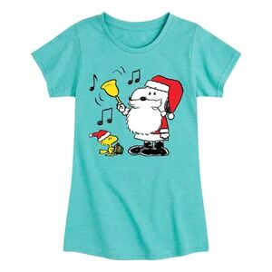 Licensed Character Girls 7-16 Peanuts Snoopy Santa Bell Graphic Tee, Girl's, Size: XL (14/16), Turquoise/Blue