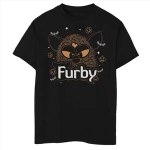 Licensed Character Boys 8-20 Furby Halloween Orange Hue Line Art Portrait Graphic Tee, Boy's, Size: Medium, Black