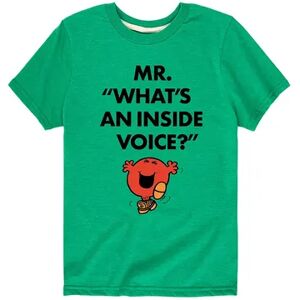 Licensed Character Boys 8-20 Mr. Men What's An Inside Voice Tee, Boy's, Size: Small, Med Green