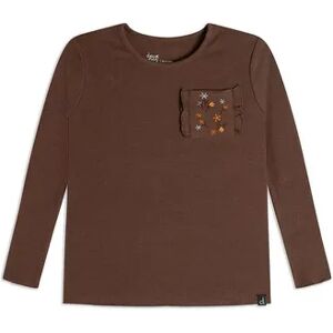 Deux par Deux Long Sleeve Rib Top With Pocket Brown, Girl's, Size: 5T, Red/Coppr