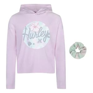 Girls 7-16 Hurley Long Sleeve Hooded T-Shirt and Scrunchie Set, Girl's, Size: Medium, Light Red