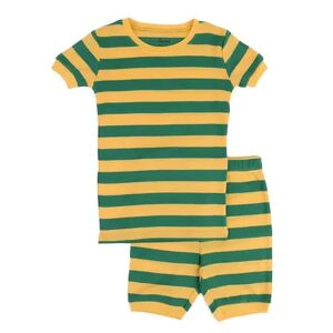 Leveret Kids Two Piece Cotton Short Pajamas Striped Red & Gray 6 Year, Girl's, Size: 2T, Yellow Gre