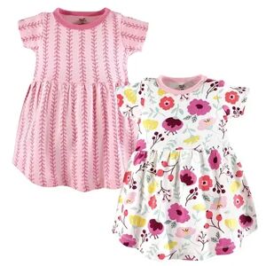 Touched by Nature Baby and Toddler Girl Organic Cotton Short-Sleeve Dresses 2pk, Botanical, Toddler Girl's, Size: 5T, Med Pink