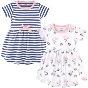 Touched by Nature Baby and Toddler Girl Organic Cotton Short-Sleeve Dresses 2pk, Rose and Berries, Toddler Girl's, Size: 0-3 Months, Brt Blue