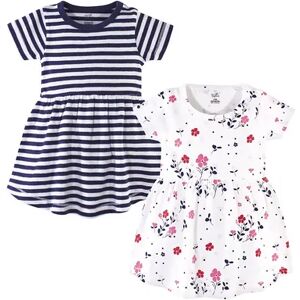 Touched by Nature Baby and Toddler Girl Organic Cotton Short-Sleeve Dresses 2pk, Floral Breeze, Toddler Girl's, Size: 3T, Brt Blue