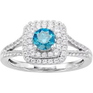 Unbranded 10K White Gold 1 Carat T.W. Diamond Blue & White Ring, Women's, Size: 6