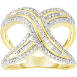 Unbranded 5/8 Carat T.W. 14k Gold Over Silver Crossover Ring, Women's, Size: 9, White