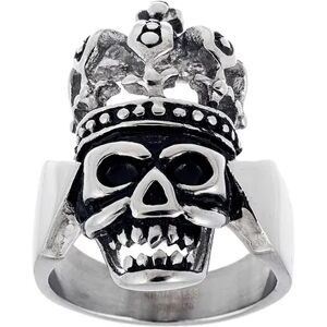 Unbranded Men's Stainless Steel Skull Ring with Crown, Size: 11, Black