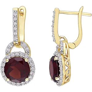 Stella Grace 18k Gold Over Silver Garnet & White Topaz Halo Drop Earrings, Women's, Multicolor