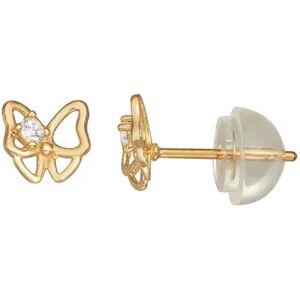 Junior Jewels Kids' 14k Gold 1/10 Carat T.W. Diamond Butterfly Stud Earrings, Girl's, White