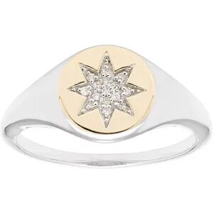 It's Personal 14k Gold Over Sterling Silver Diamond Accent Starburst Signet Ring, Women's, Size: 9, White