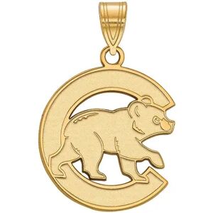 Unbranded Sterling Silver LogoArt Chicago Cubs Large Walking Bear Pendant, Women's, Size: 25 mm, Multicolor