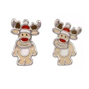 FAO Schwarz Fine Silver-Plated Holiday Santa Reindeer Front to Back Earrings, Women's