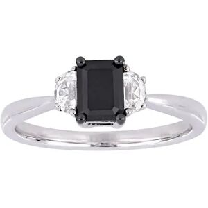 Stella Grace 10k White Gold 3/4 Carat T.W Black Diamond & White Sapphire Engagement Ring, Women's, Size: 7