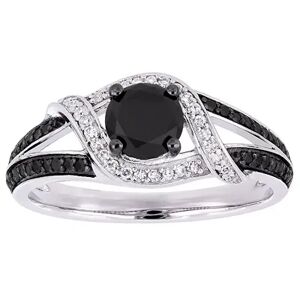 Stella Grace 10k White Gold 1 Carat T.W. Black & White Diamond Split Shank Engagement Ring, Women's, Size: 5