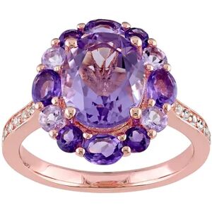 Stella Grace 18k Rose Gold Over Silver Amethyst & White Topaz Floral Ring, Women's, Size: 5, Multicolor