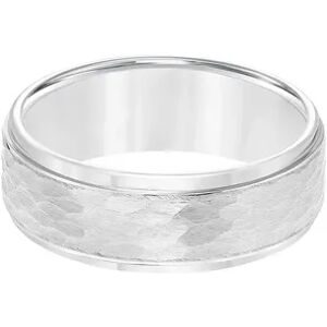 Lovemark Tungsten Step Edge Textured Men's Wedding Band, Size: 10, Grey