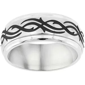 Lovemark Stainless Steel Black Scroll Men's Wedding Band, Size: 9, Grey