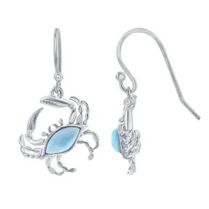 Unbranded Sterling Silver Larimar Crab Earrings, Women's, Blue