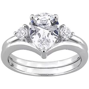 Stella Grace 10k White Gold Lab-Created White Sapphire Engagement Ring Set, Women's, Size: 9