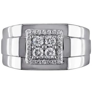 Stella Grace Men's 10k White Gold 1/2 Carat T.W. Diamond Halo Square Ring