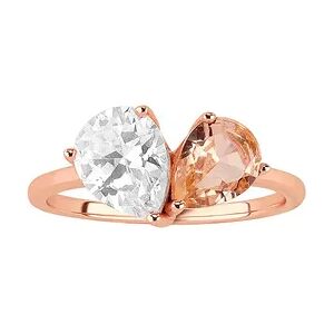 PRIMROSE 18k Rose Gold Over Silver Peach Crystal & Cubic Zirconia Ring, Women's, Size: 9, Pink