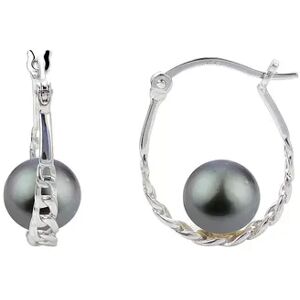 PearLustre by Imperial Sterling Silver Tahitian Cultured Pearl Hoop Earrings, Women's, White