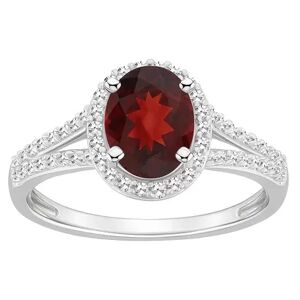 Celebration Gems Sterling Silver Gemstone & 1/4 Carat T.W. Diamond Halo Ring, Women's, Size: 8, Red