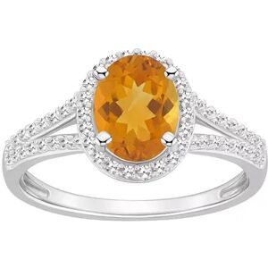 Celebration Gems Sterling Silver Gemstone & 1/4 Carat T.W. Diamond Halo Ring, Women's, Size: 7, Orange