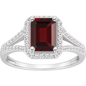 Celebration Gems Sterling Silver Gemstone & 1/4 Carat T.W. Diamond Halo Ring, Women's, Size: 7, Red