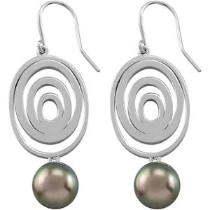 Unbranded Sterling Silver Cultured Tahitian Pearl Drop Earrings, Women's, Black