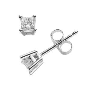 Unbranded 14k White Gold 1/4-ct. T.W. IGI Certified Princess-Cut Diamond Solitaire Earrings, Women's