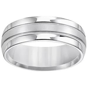 Lovemark White Tungsten Groove Men's Wedding Band, Size: 10, Grey